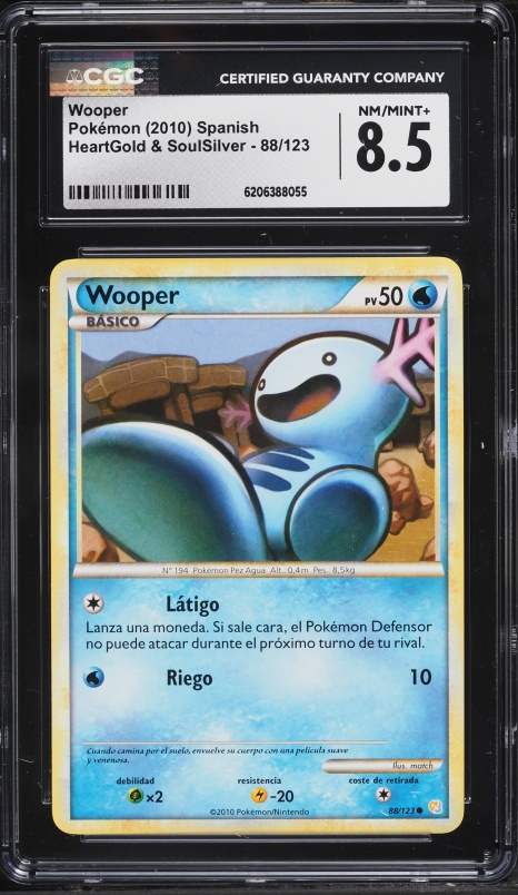 2010 Pokemon Spanish Heartgold & Soulsilver Wooper #88 CGC 8.5 NM-MT+