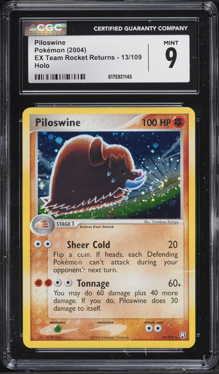 2004 Pokemon EX Team Rocket Returns Holo Piloswine #13 CGC 9 MINT