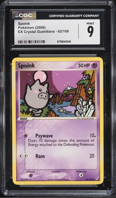 2006 Pokemon EX Crystal Guardians Reverse Holo Spoink #62 CGC 9 MINT
