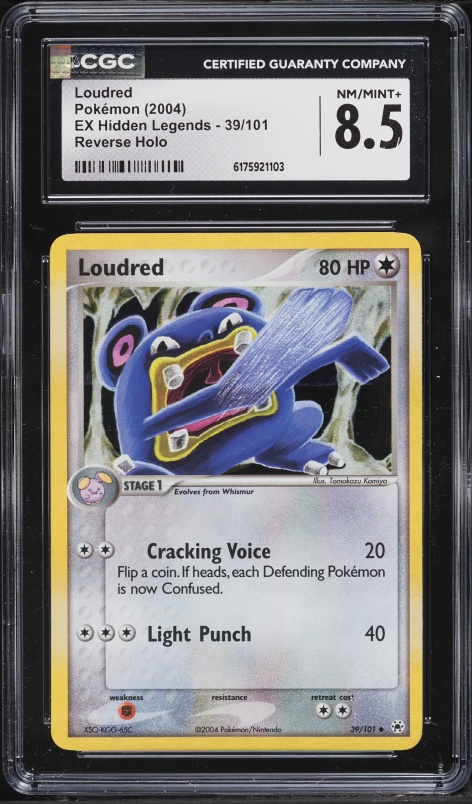 2004 Pokemon EX Hidden Legends Reverse Holo Loudred #39 CGC 8.5 NM-MT+