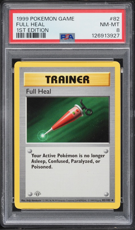 1999 Pokemon Base Set Shadowless 1st Edition Full Heal #82 PSA 8 NM-MT