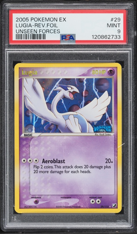 2005 Pokemon EX Unseen Forces Reverse Holo Lugia #29 PSA 9 MINT