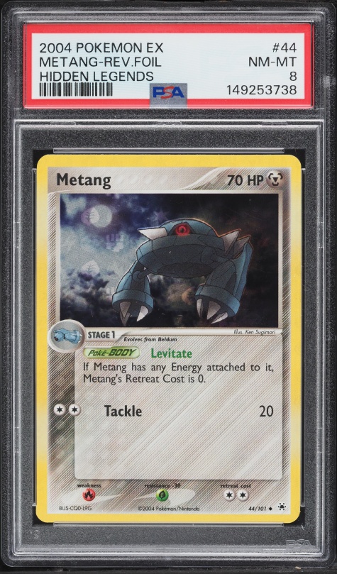 2004 Pokemon EX Hidden Legends Reverse Holo Metang #44 PSA 8 NM-MT