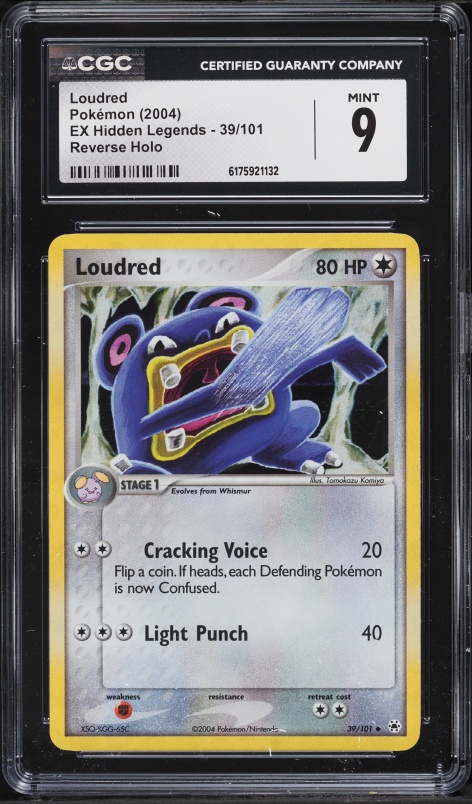 2004 Pokemon EX Hidden Legends Reverse Holo Loudred #39 CGC 9 MINT