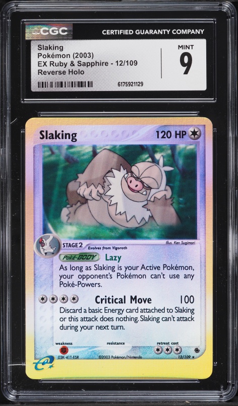 2003 Pokemon EX Ruby & Sapphire Reverse Holo Slaking #12 CGC 9 MINT