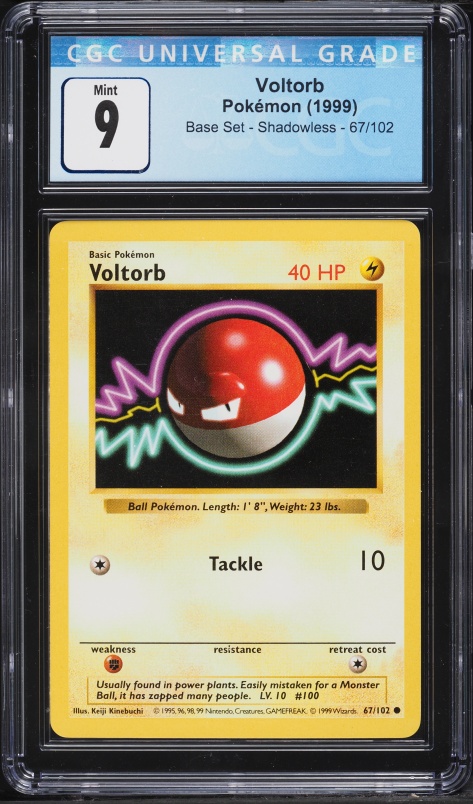 1999 Pokemon Base Set Shadowless Voltorb #67 CGC 9 MINT