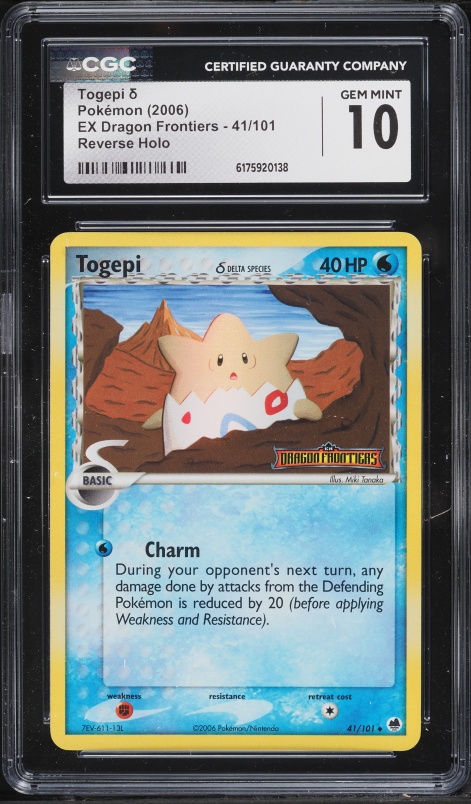 2006 Pokemon EX Dragon Frontiers Reverse Holo Togepi #41 CGC 10 GEM MINT