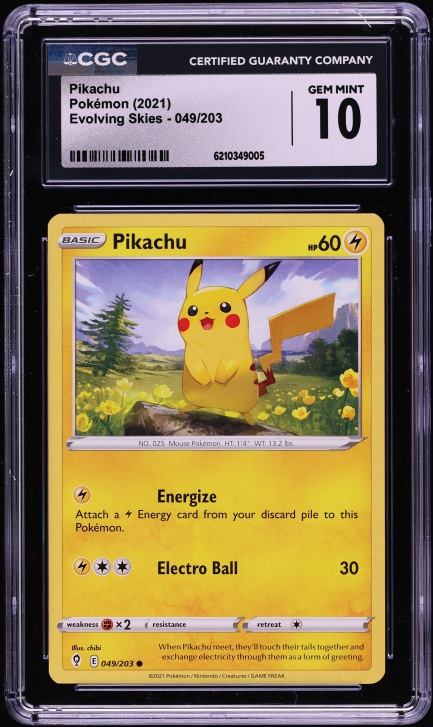 2021 Pokemon Sword & Shield Evolving Skies Pikachu #49 CGC 10 GEM MINT