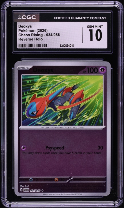 2026 Pokemon Mega Evolution Chaos Rising Reverse Holo Deoxys #34 CGC 10 GEM MINT