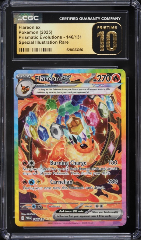 2025 Pokemon Scarlet & Violet Prismatic Evolutions SIR Flareon ex #146 CGC 10 PRISTINE