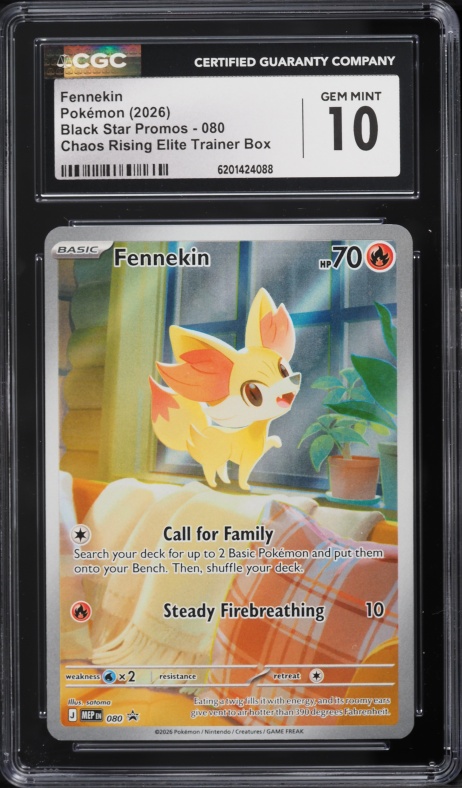 2026 Pokemon Mega Evolution Promo Chaos Rising ETB Full Art Fennekin #80 CGC 10 GEM MINT