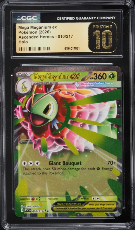 2026 Pokemon Mega Evolution Ascended Heroes Holo Mega Meganium Ex #10 CGC 10 PRISTINE