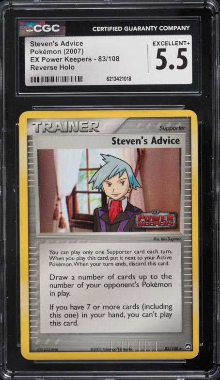 2007 Pokemon EX Power Keepers Reverse Holo Steven's Advice #83 CGC 5.5 EX+