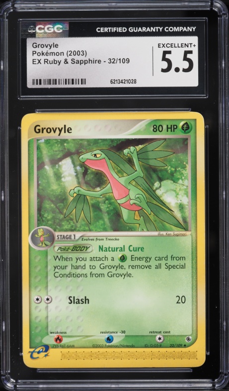 2003 Pokemon EX Ruby & Sapphire Grovyle #32 CGC 5.5 EX+