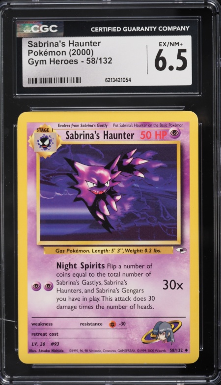 2000 Pokemon Gym Heroes Sabrina's Haunter #58 CGC 6.5 EXMT+