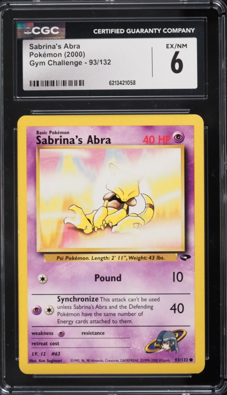 2000 Pokemon Gym Challenge Sabrina's Abra #93 CGC 6 EXMT