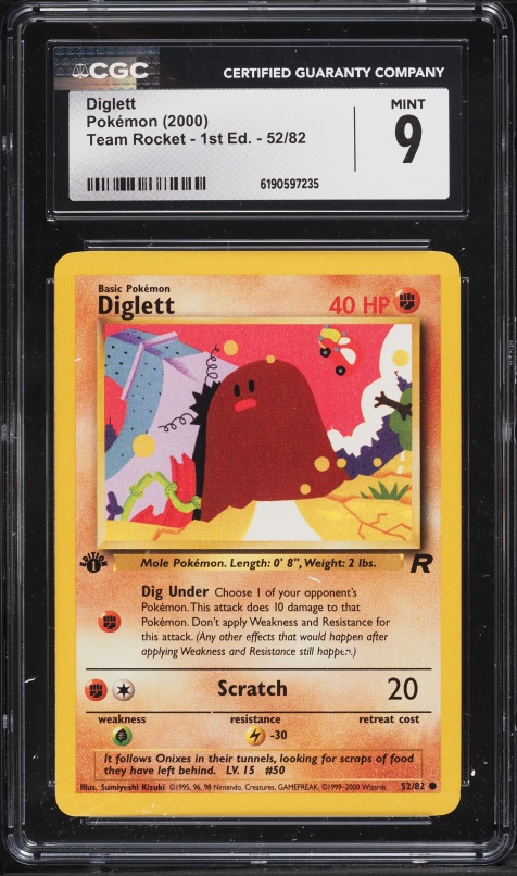 2000 Pokemon Team Rocket 1st Edition Diglett #52 CGC 9 MINT