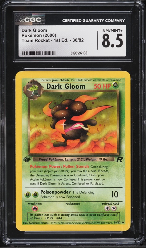 2000 Pokemon Team Rocket 1st Edition Dark Gloom #36 CGC 8.5 NM-MT+