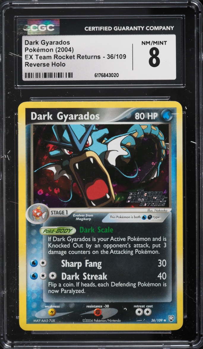 2004 Pokemon EX Team Rocket Returns Reverse Holo Dark Gyarados #36 CGC 8 NM-MT