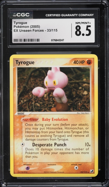 2005 Pokemon EX Unseen Forces Tyrogue #33 CGC 8.5 NM-MT+