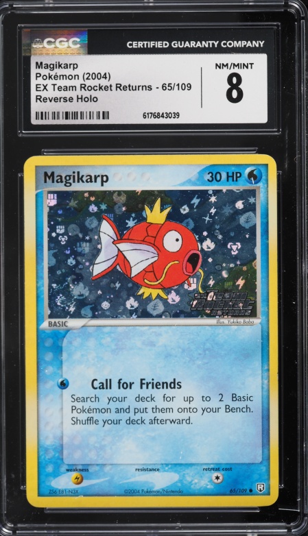 2004 Pokemon EX Team Rocket Returns Reverse Holo Magikarp #65 CGC 8 NM-MT