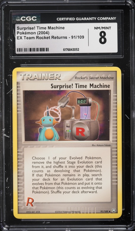 2004 Pokemon EX Team Rocket Returns Surprise! Time Machine #91 CGC 8 NM-MT
