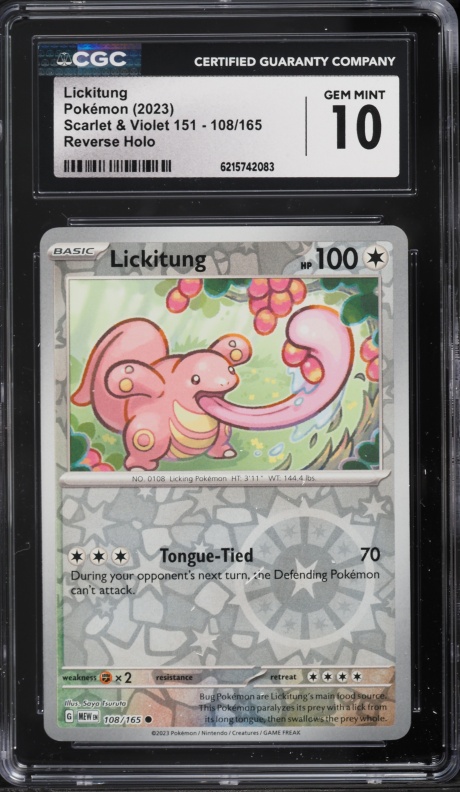 2023 Pokemon Scarlet & Violet 151 Reverse Holo Lickitung #108 CGC 10 GEM MINT