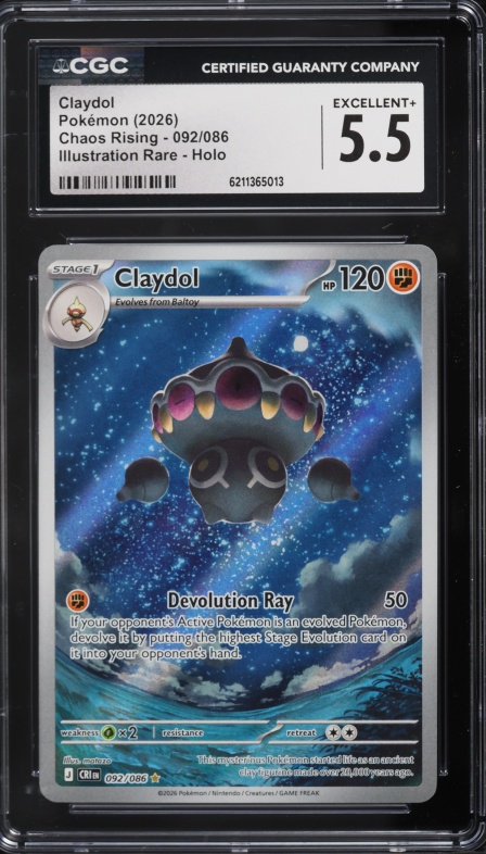 2026 Pokemon Mega Evolution Chaos Rising IR Claydol #92 CGC 5.5 EX+