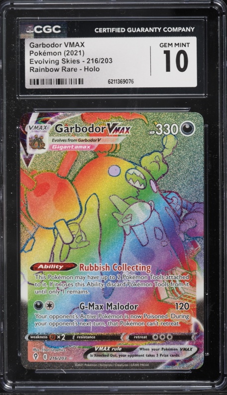 2021 Pokemon SWSH Evolving Skies Rainbow Rare Garbodor VMAX #216 CGC 10 GEM MINT