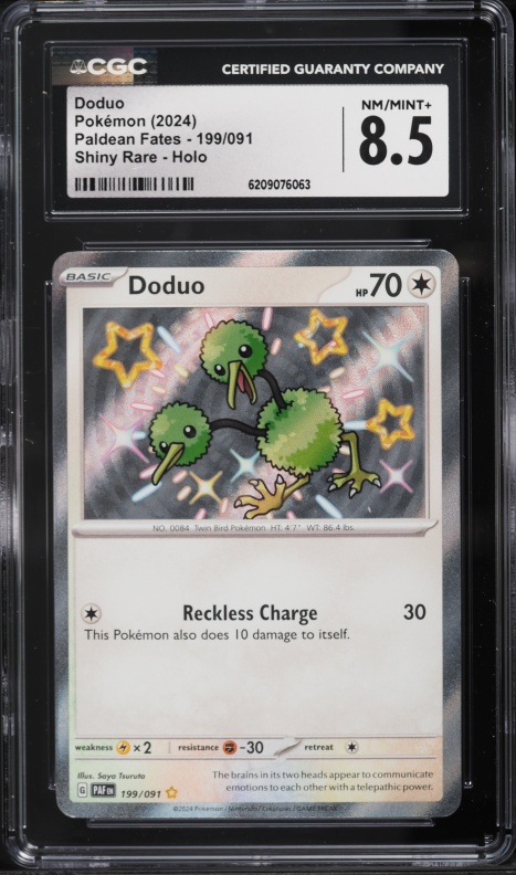 2024 Pokemon Scarlet & Violet Paldean Fates Shiny Rare Doduo #199 CGC 8.5 NM-MT+