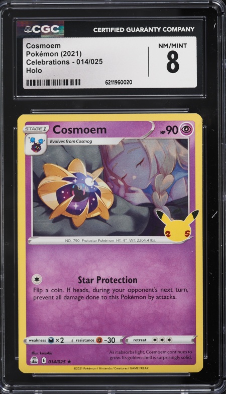 2021 Pokemon Sword & Shield Celebrations Holo Cosmoem #14 CGC 8 NM-MT