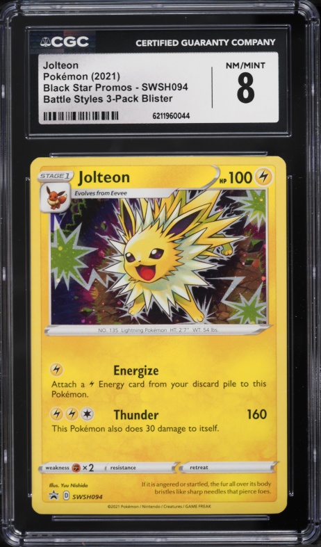 2021 Pokemon Sword & Shield Black Star Promo Battle Styles Jolteon #SWSH094 CGC 8 NM-MT