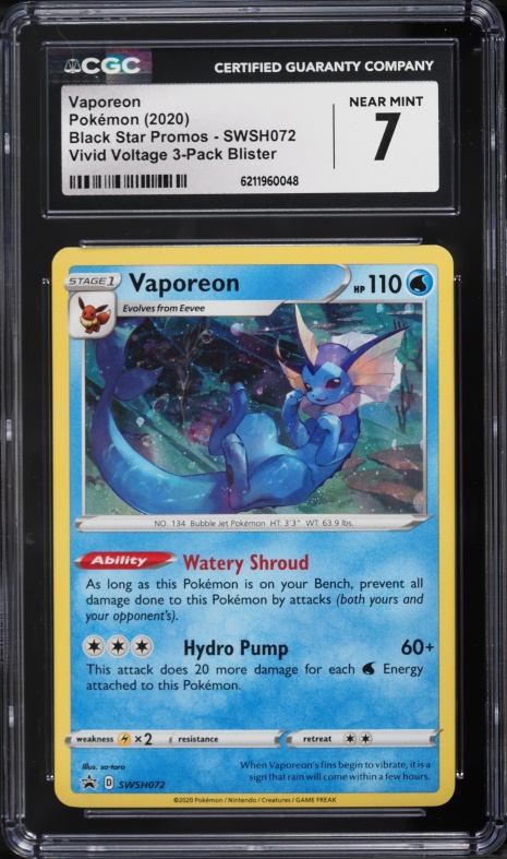 2020 Pokemon Sword & Shield Promo Vivid Voltage Blister Holo Vaporeon #SWSH072 CGC 7 NRMT