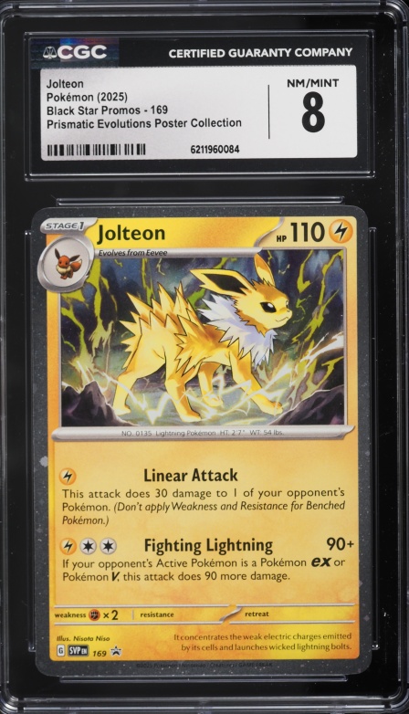 2025 Pokemon SV Promo Prismatic Evolutions Poster Collection Jolteon #169 CGC 8 NM-MT