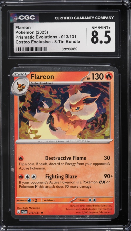 2025 Pokemon SV Prismatic Evolutions Costco Exclusive Flareon #13 CGC 8.5 NM-MT+