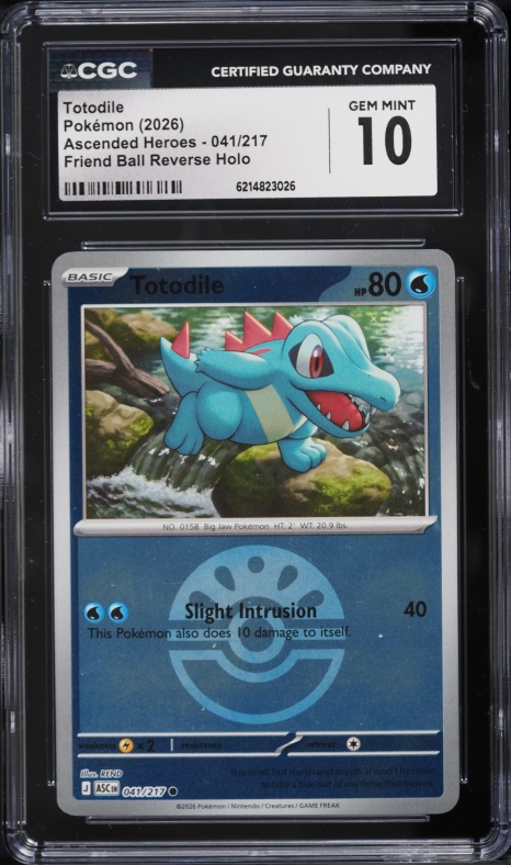 2026 Pokemon ME Ascended Heroes Friend Ball Reverse Holo Totodile #41 CGC 10 GEM MINT