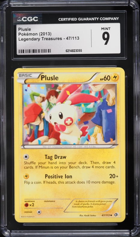 2013 Pokemon Legendary Treasures Plusle #47 CGC 9 MINT