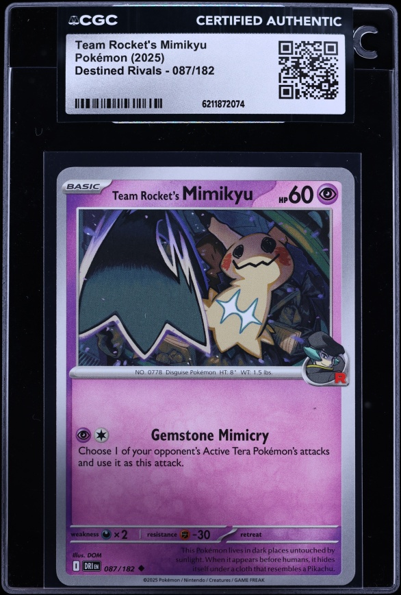 2025 Pokemon Scarlet & Violet Destined Rivals Team Rocket's Mimikyu #87 CGC AUTH
