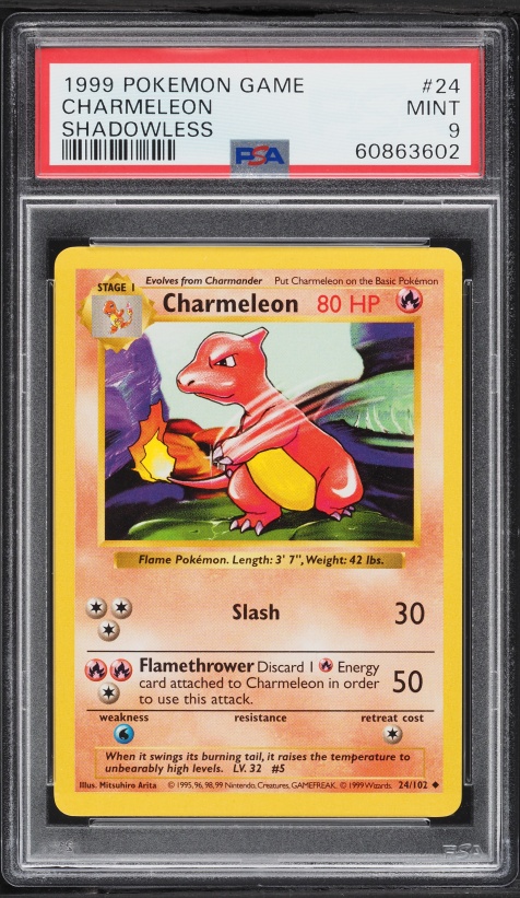 1999 Pokemon Base Set Shadowless Charmeleon #24 PSA 9 MINT