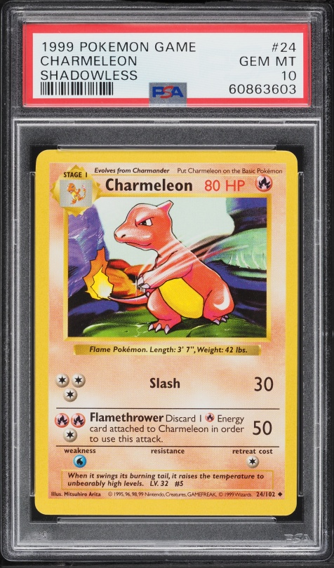 1999 Pokemon Base Set Shadowless Charmeleon #24 PSA 10 GEM MINT
