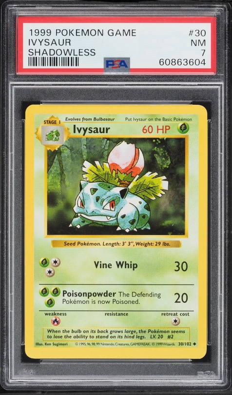 1999 Pokemon Base Set Shadowless Ivysaur #30 PSA 7 NRMT