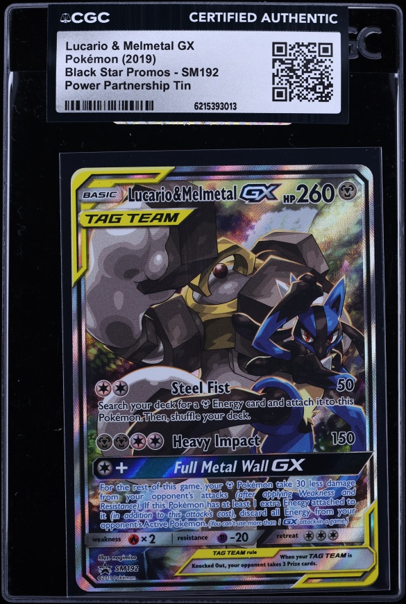 2019 Pokemon SM Promo Power Partnership Full Art Lucario & Melmetal GX #SM192 CGC AUTH