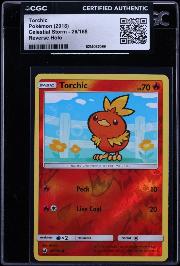 2018 Pokemon Sun & Moon Celestial Storm Reverse Holo Torchic #26 CGC AUTH