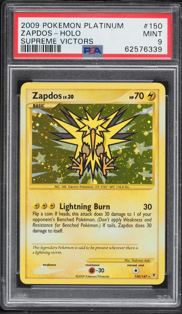 2009 Pokemon Platinum Supreme Victors Holo Zapdos #150 PSA 9 MINT