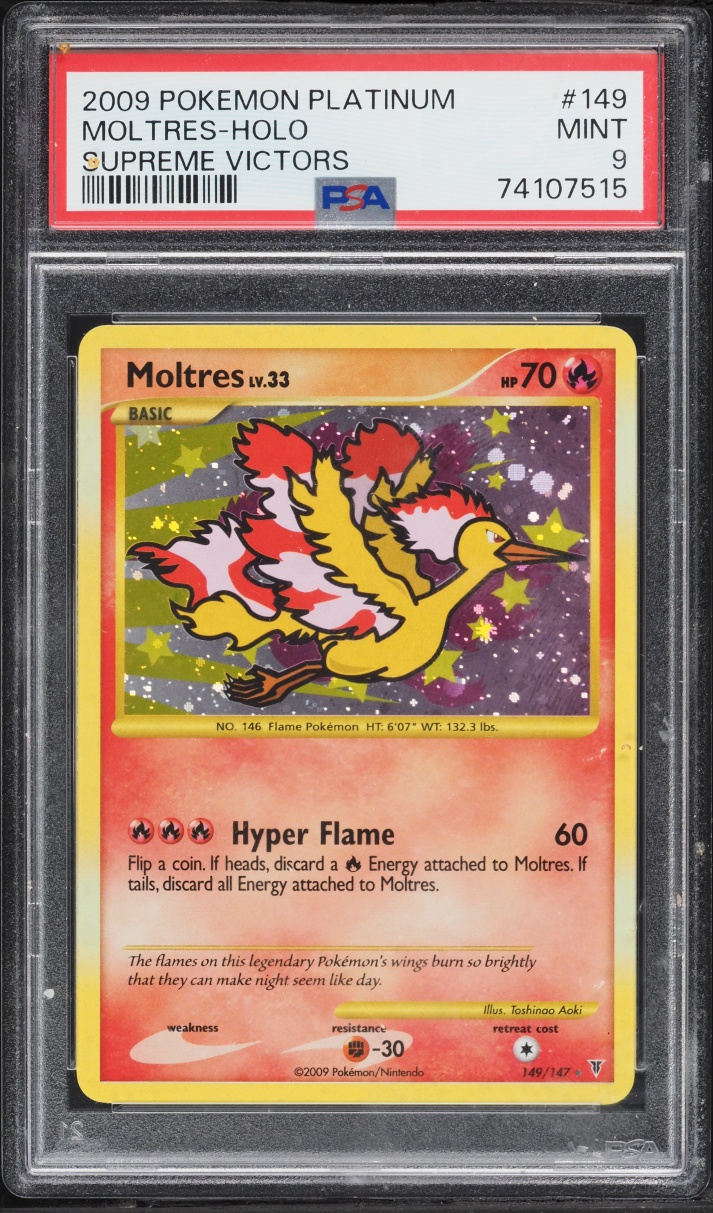 2009 Pokemon Platinum Supreme Victors Holo Moltres #149 PSA 9 MINT
