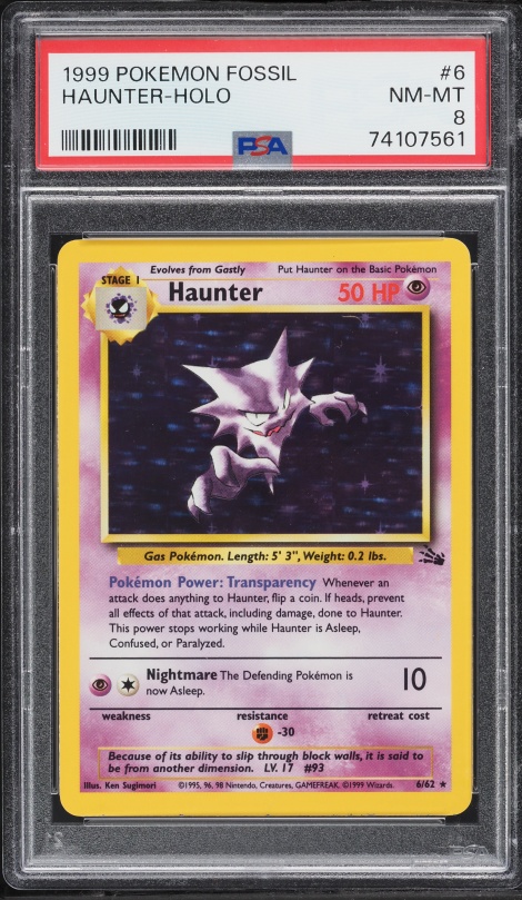 1997 Pokemon Japanese Fossil Holo Haunter #93 PSA 8 NM-MT on