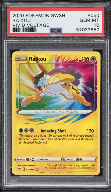 2020 Pokemon Sword & Shield Vivid Voltage Amazing Rare Raikou #50 PSA 10 GEM MINT