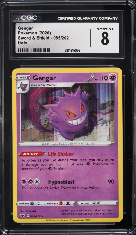 2020 Pokemon Sword & Shield Holo Gengar #85 CGC 8 NM-MT
