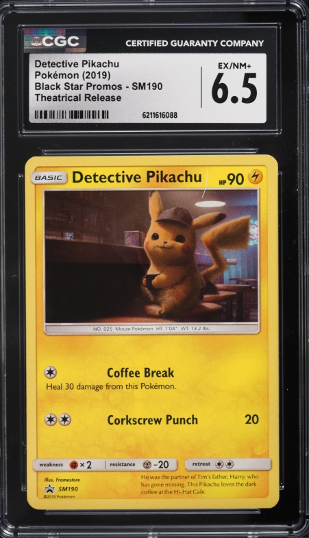 2019 Pokemon Sun & Moon Promo Theatrical Release Detective Pikachu #SM190 CGC 6.5 EXMT+