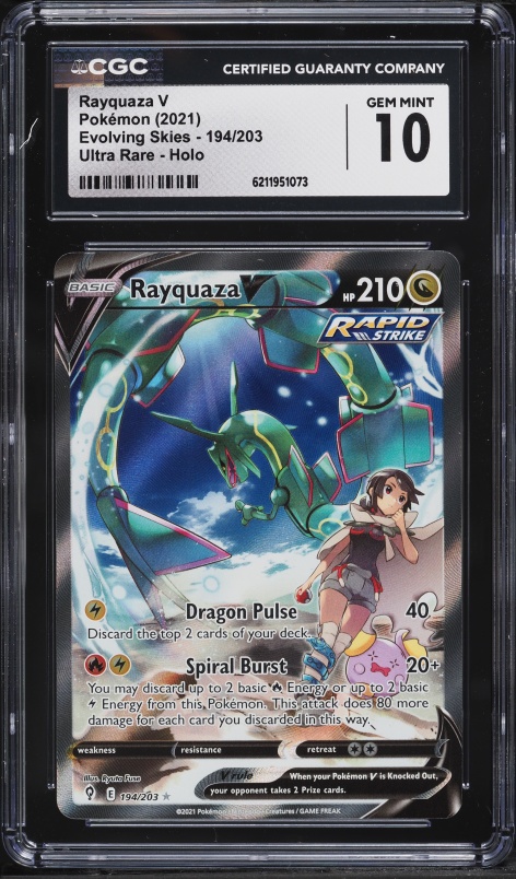 2021 Pokemon Sword & Shield Evolving Skies Alt Art Rayquaza V #194 CGC 10 GEM MINT